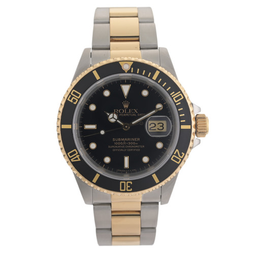 1989 Rolex Submariner Date 16613 Black 18k Gold Men's Watch