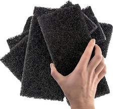 Heavy Duty XL Black Scouring Pad 5 Pack. 10 x 4.5in Large Multipurpose Nylon