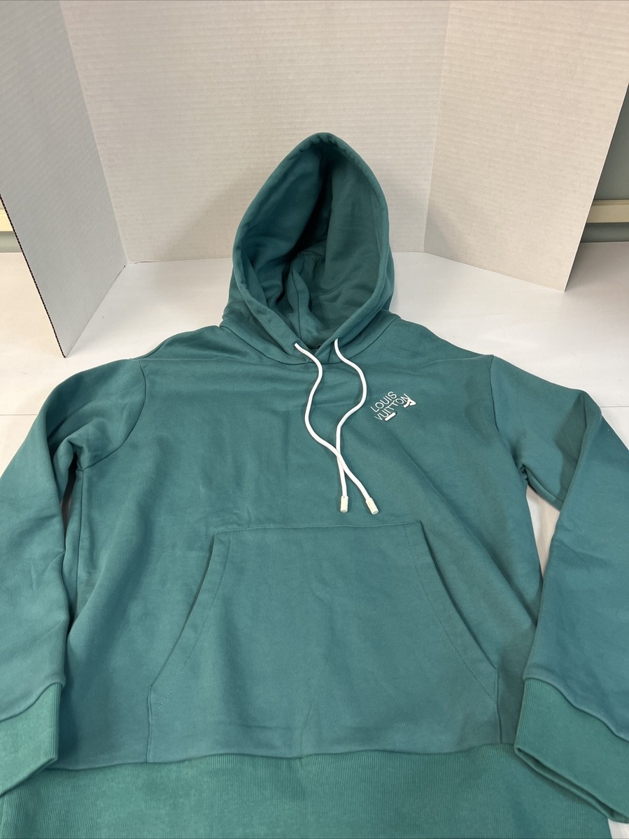 Louis Vuitton Embroidered Signature Hoodie Ocean Size L