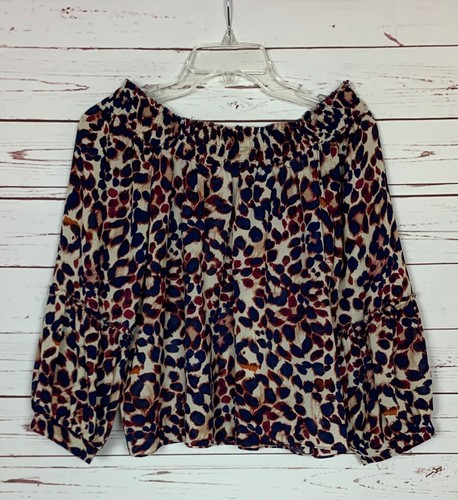 MISA Los Angeles Women's S Small Off The Shoulder Leopard Animal Print Cute Top