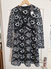 New Tags Ladies Black & White Lace Floral Dress Dorothy Perkins Size 10 - £65