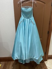 sherri hill ball gown aqua blue with dimond topper Size 0 Only Worn Twice