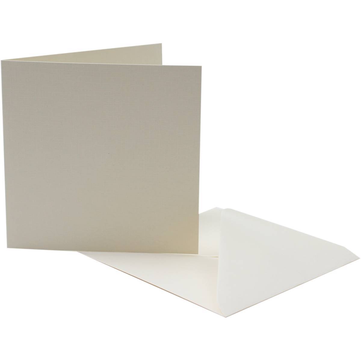 50 x 6"" x 6"" IVORY LINEN TEXTURE BLANK CARDS 300gsm & ENVELOPES 120gsm W104