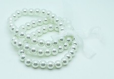 B001 WHITE COLOR FAUX PEARL 3 LINE FANCY BEADED FASHION PARTY STRETCH BRACELETS