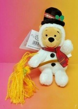 8" Brand New Disney Store Plush Beanie - Snowman Winnie Pooh Scarf Hat NWT Rare
