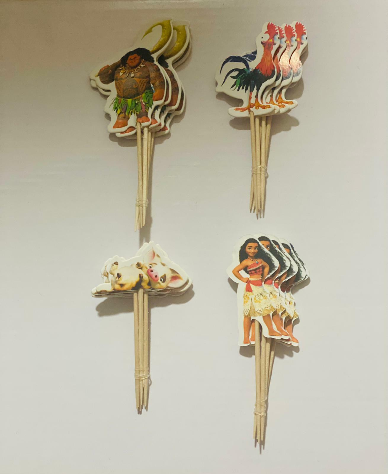 24pcs Moana Cake Cupcake Toppers Kids Birthday Decoration Party