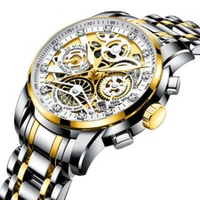 Men Wrist Watch Waterproof Automatic Hollow Dial Business Mechanical Watches