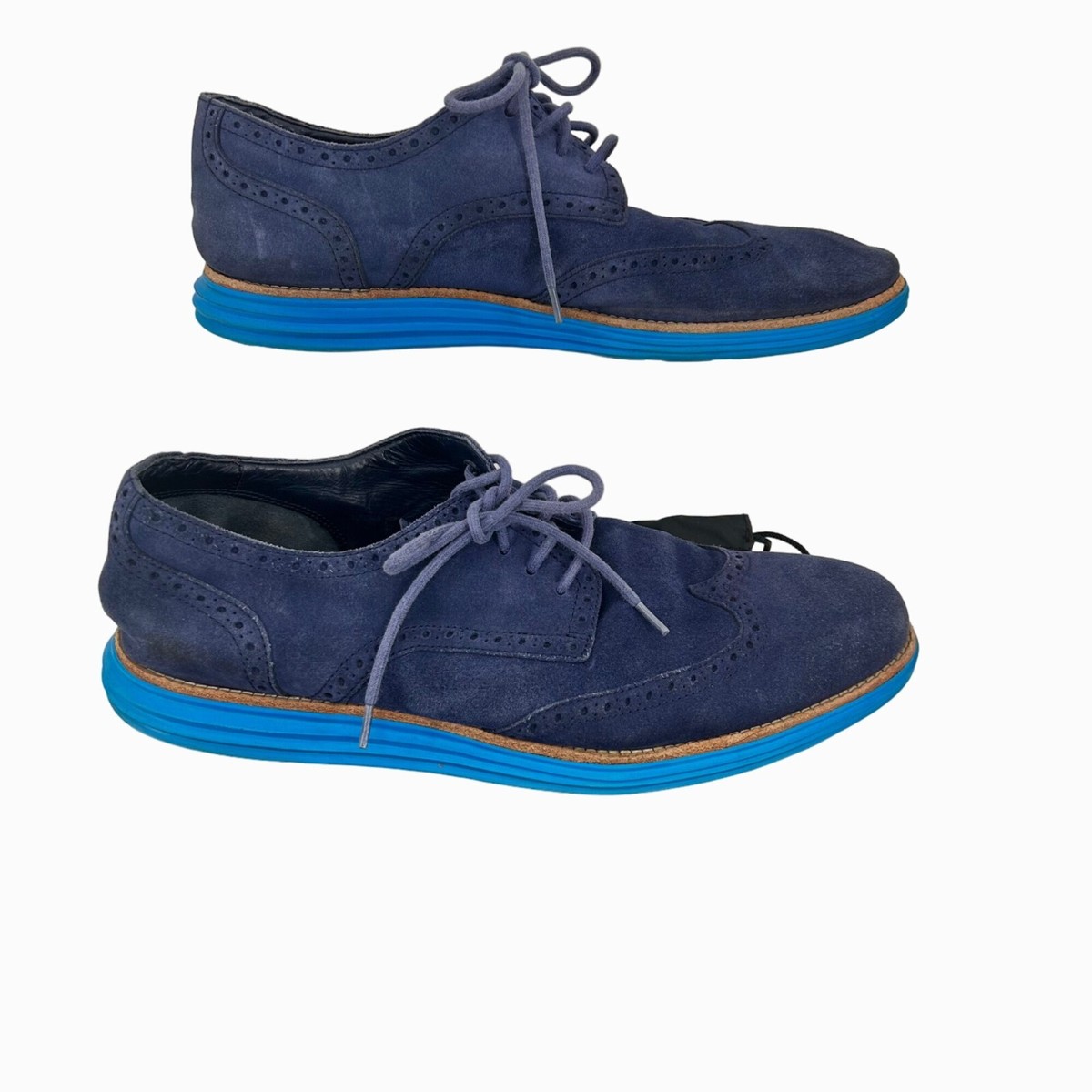COLE HAAN BLUE SUEDE LUNAGRAND LUNARLON WINGTIP OXFORD LOAFER  w/ BAG Cole Haan Lunarlon In Men main image 2