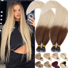100g THICK Nano Ring Tip Real Human Hair Extensions Bonds Loop Micro Beads Ombre