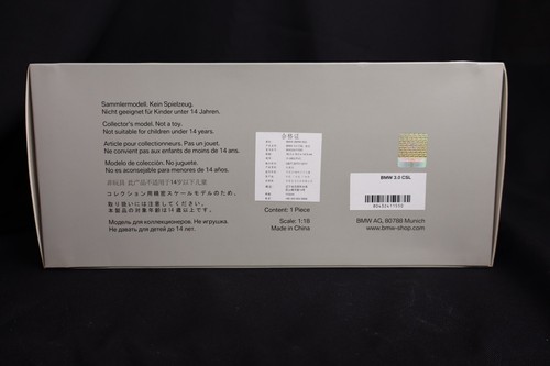 RARE 1/18 Minichamps BMW 3.0 CSL White Heritage Edition Diecast - Picture 3 of 3