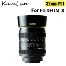 US KamLan 32mm F1.1 APS-C Large Aperture Manual Focus Lens for Fujifilm FX Mount