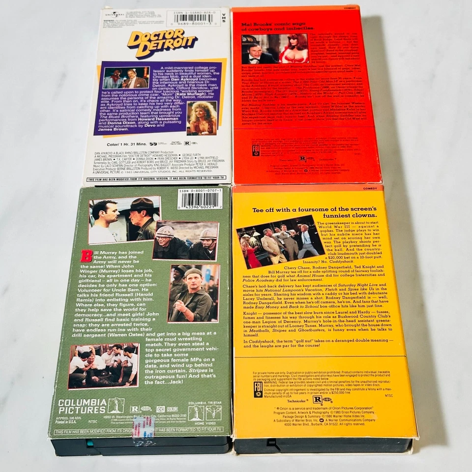 VHS - Lot of 4 - Stripes - Caddyshack - Doctor Detroit - Blazing Saddles - Image 3 of 4