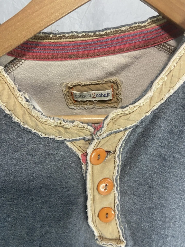 Camisa Para Hombre Carbon2Cobalto 3 Botones Henley Gris Tejida Capas-Talla L-Muy Bonita Foto 4 de 4