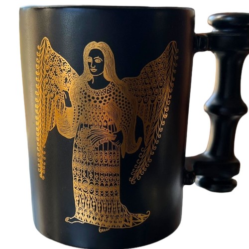 Portmeiron Pottery Zodiac by John Cuffley Virgo the Virgin Gold Black Mug - Picture 4 of 15