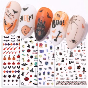 Halloween 3d Nagel Aufkleber Fledermaus Kurbis Spinne Muster Uv Gel Abziehbilder Ebay