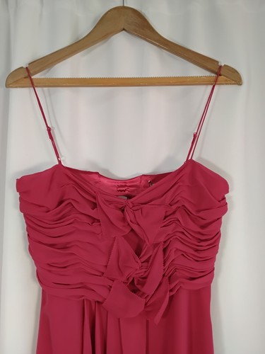 Karen Millen Pink Silk Dress UK12 Mini Ruched Spaghetti Straps Bows rrp140 BNWT - Picture 11 of 18