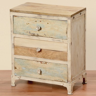 Kommode mit drei Schubladen Holz Vintage Shabby creme ...