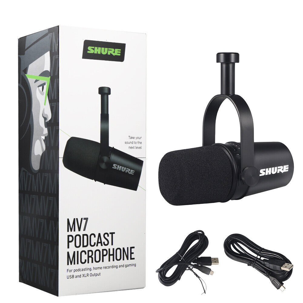 Shure MV7 Cardioid Dynamic Vocal / Broadcast Microphone USB & XLR