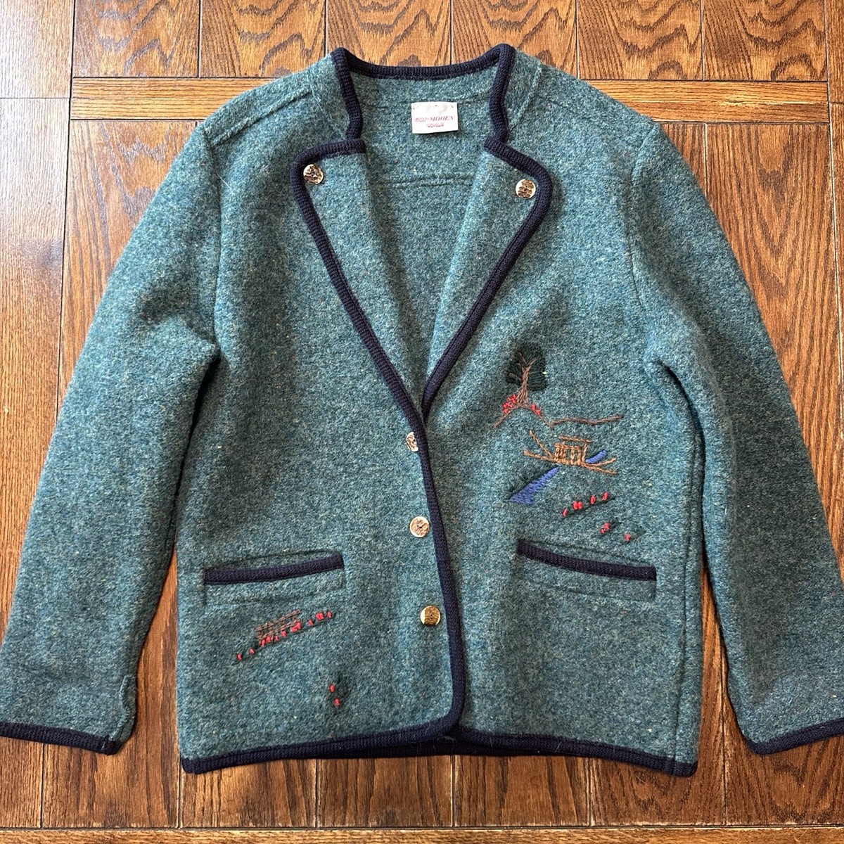 Vintage Austrian Wool Jacket Womens Size 40 Green Tyrol