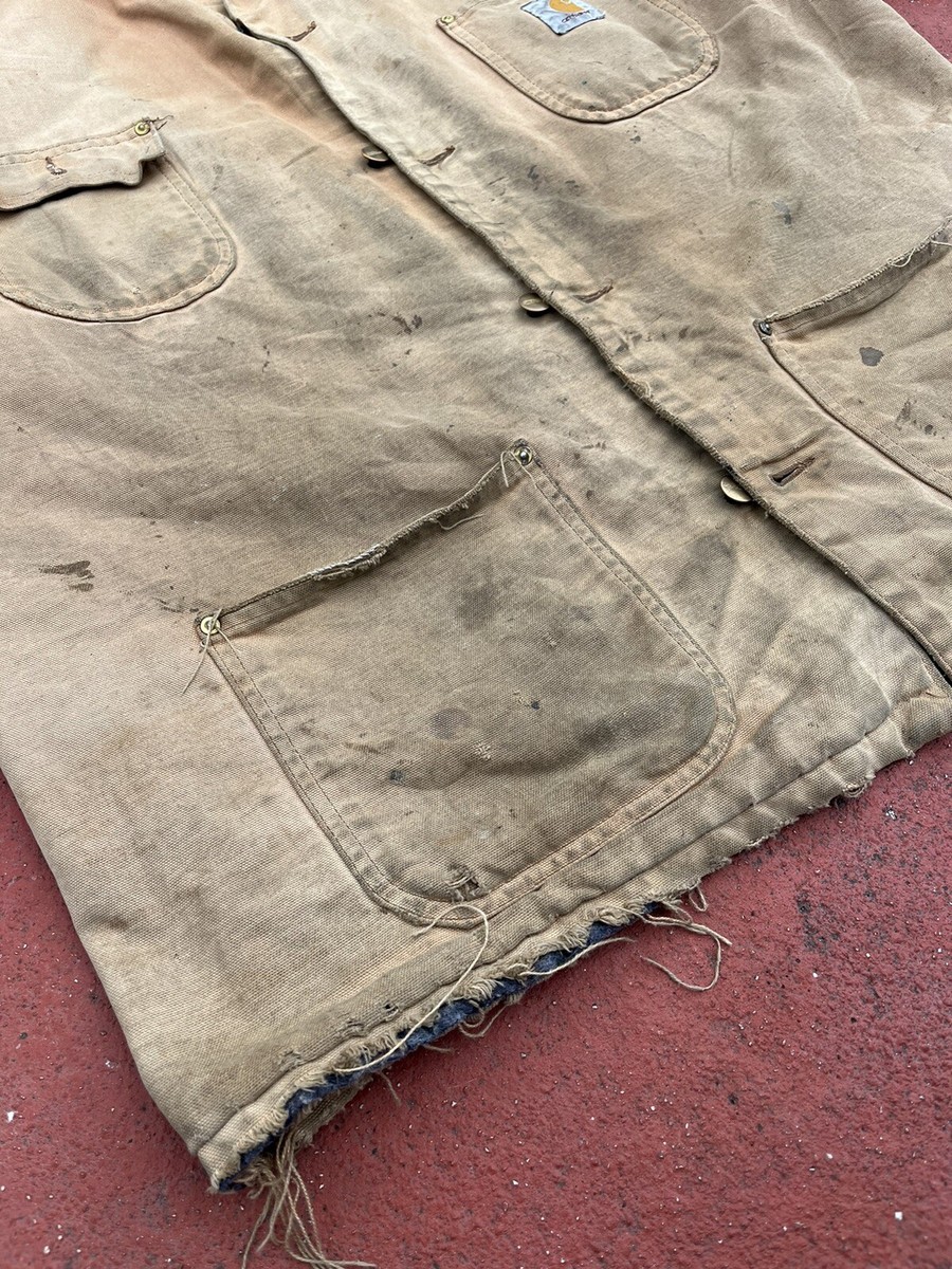 Vintage 1980s Carhartt 6BLC Chore Coat Rare Extreme Faded