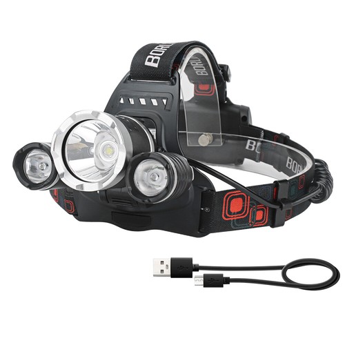 BORUiT LED Headlamp USB Rechargeable Head Torch Headlight Light Lamp Flashlight - Picture 34 of 46