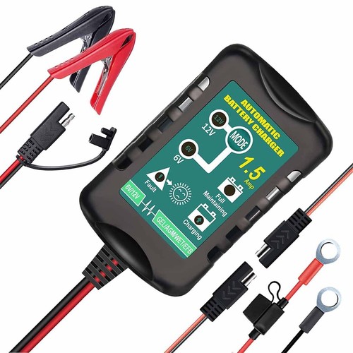 Motorcycle Battery Charger Maintainer 12V/6V 1.5 Amp, Compatible Lead-acid Batte - 第 1/6 張圖片