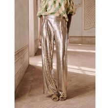 Sezane Wide-Leg Sequined Aurelin Trouser Pants