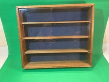 Vintage teak glass front, 4 shelf display cabinet - sliding front