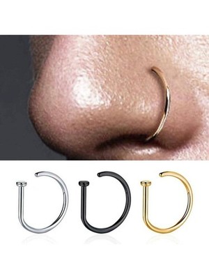 Multicolor Non Piercing Nose Ring Clip D Shape Stainless Steel One Size