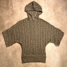 Free People Crochet Knit Hooded Cardigan Sweater Oversized Coastal Beach Retro