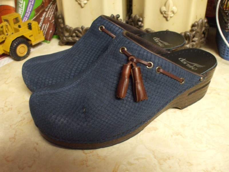 Dansko Midnight Blue Leather Professional Clog Slip On Comfort Shoe Women 39 8.5