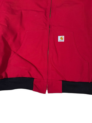 VTG NWT Carhartt J140 Red Duck Canvas Hooded Coat Mens 3XL Quilted