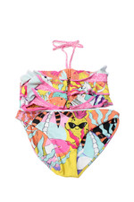 Agua Bendita Girls Smocked Ruffle Two Piece Swimsuit Set Multicolor Size 14