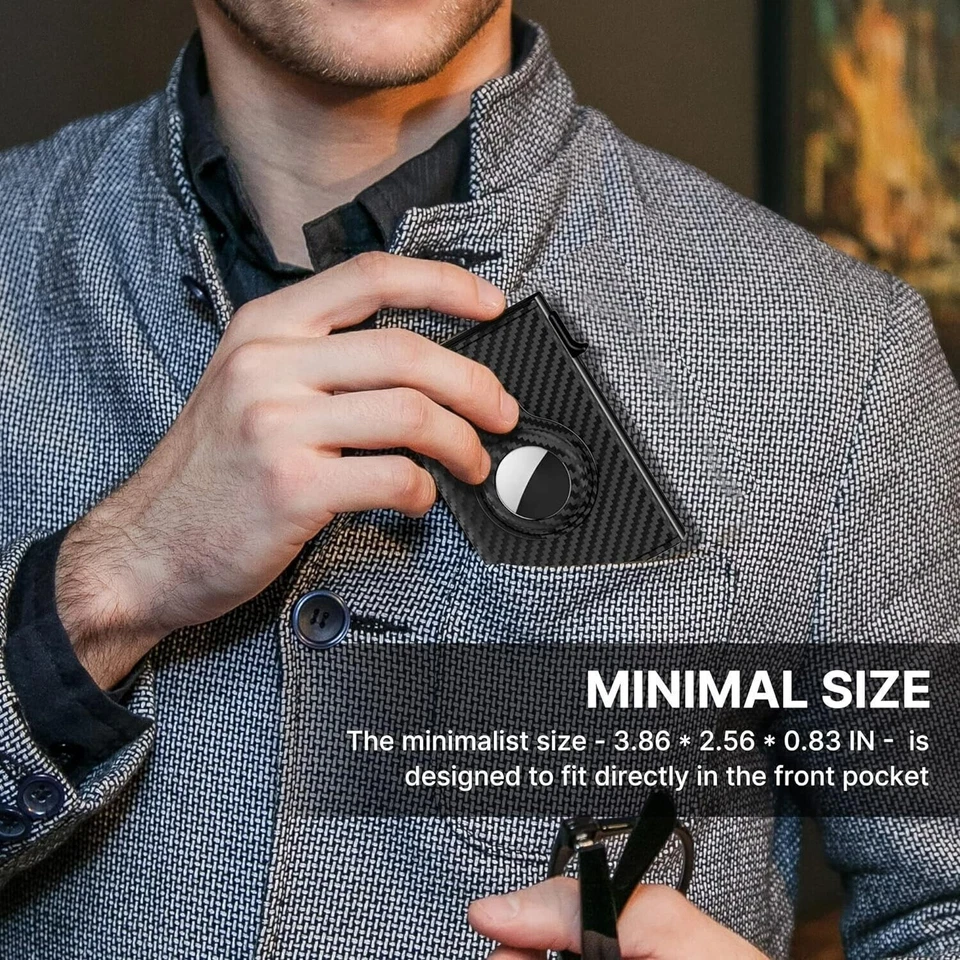 Herren Geldbörse Kartenetui für Airtag Leder Smart Wallet kompatibel Apple Air Tag - Bild 4 von 4