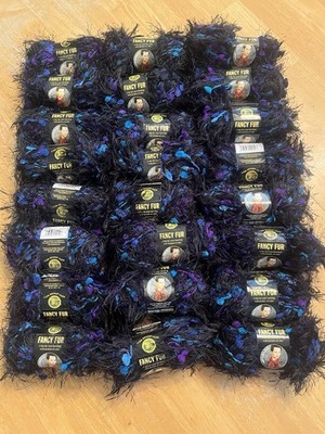 24 Skeins of Lion Brand Fancy Fur - Stain Glass Black