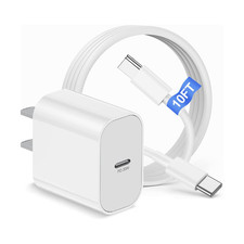 USB C Fast Charger Block 20W with 10FT Type C Cable Charging for iPhone iPad
