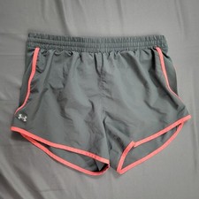 Under Armour HeatGear Gray Pink Loose Fit Running Shorts Womens Medium