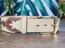 Vintage Tony Lama Leather Belt, Gold Label Alligator and Leather, Size 25"