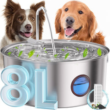 Dog Water Fountain for Large Dogs- 270Oz/8L Stainless Steel Dog Water Bowl Dispe