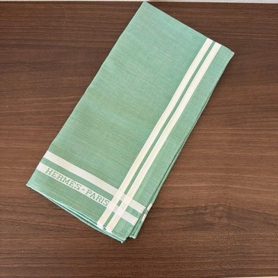 Hermes Green Striped Handkerchief