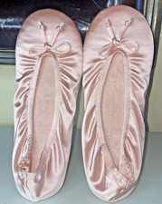 NWOT Isotoner Women's Pink Satin Bows Ballet House Slippers Size XL 9.5-10.5