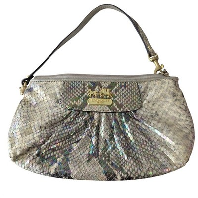 Coach Madison Snakeskin Embossed Leather Wristlet Iridescent Snakeskin Clutch