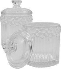 2 Pack Glass Qtip Holder Canisters W/ Lids Cr...