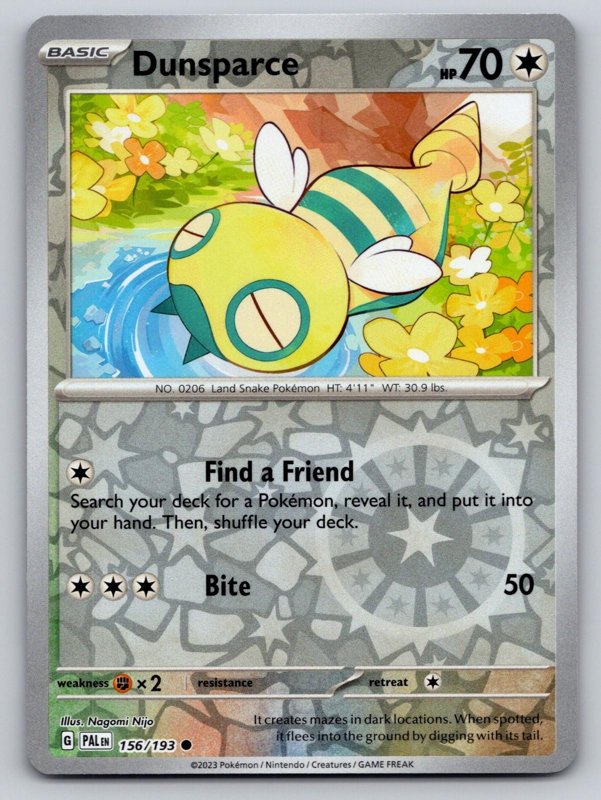 Dunsparce 156/193 Common Paldea Evolved Pokemon Reverse Holo Near Mint