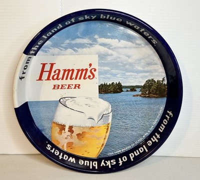 @ Vintage Breweriana Metal Serving Tray 13'' diam. Hamm's Beer 1960's
