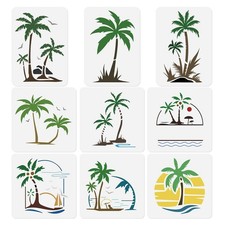 9Pcs Palm Tree Stencils, Beach Palm Reusable Painting Templates