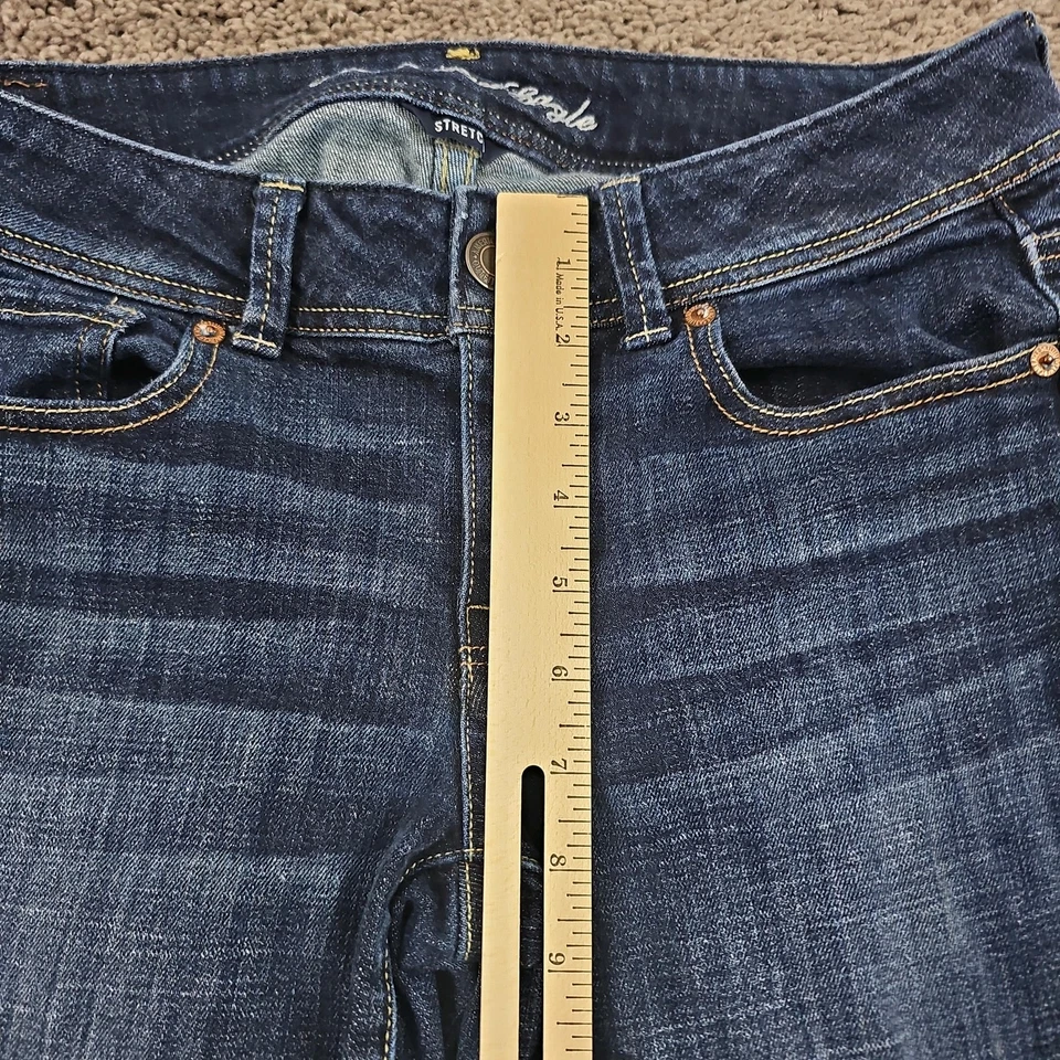 American Eagle Jeans Womens 8 Long Boot Cut Stretch Low Rise Dark Denim 28x32 - Image 4 of 4