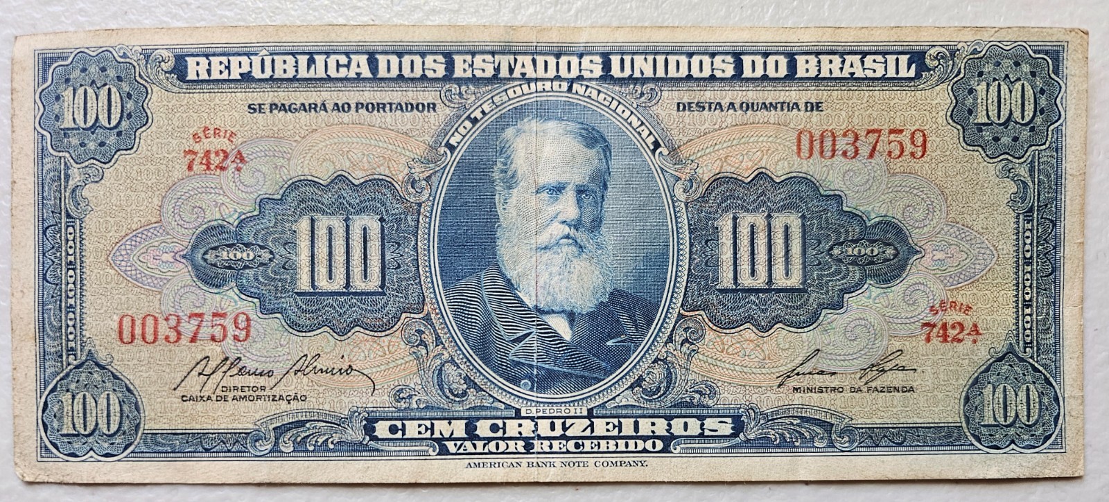 Brazil 100 Cruzeiros Series 742A, 1955-59