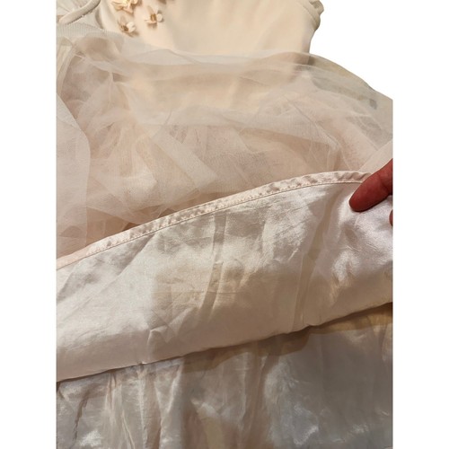 Cat & Jack Elegant Ruffled Tulle Dress Satin Waist Trim Flower Accents, XS 4/5 - Picture 3 of 4