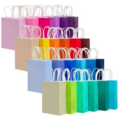 qiqee 24 Colors Small Gift Bag with Handles Bulk 8.3'' x 6'' x 3'', 24 colors